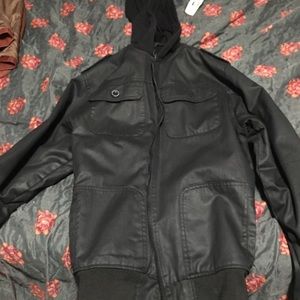 black leather jacket